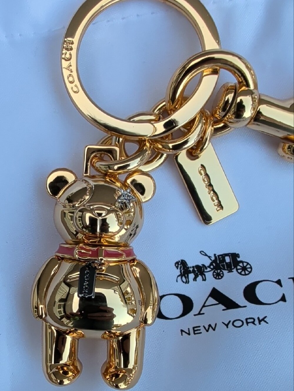 Coach Gold-tone Teddy Bear Keychain/Bag Charm EUC